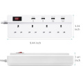 4 Ports Smart USB Power Strip Charger 4 UK AC Outlet Extension Socket Plug